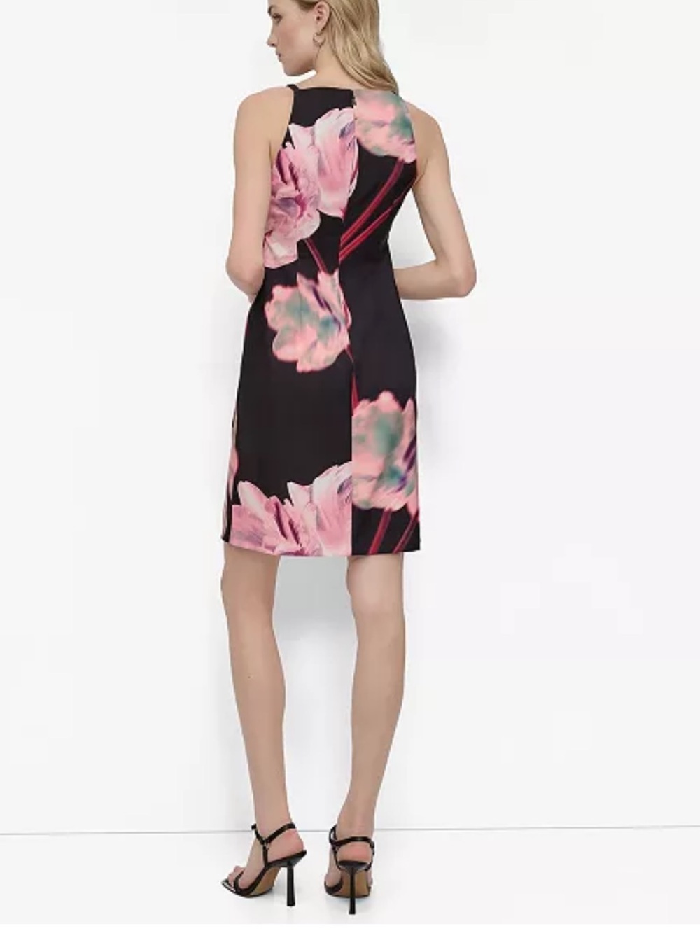 DKNY Black Mini Dress with Pink Floral Print - Picture 2 of 10